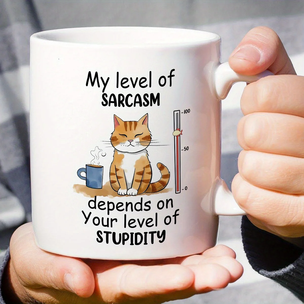 Tasse de sarcasme drôle – Tasse en céramique avec motif de chat spirituel, cadeau parfait pour les amateurs d'humour et un usage quotidien, unique et amusant