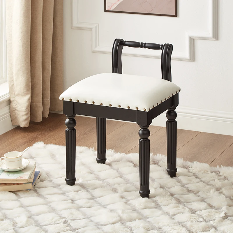 

Wooden Accent Makeup Chair Bedroom Luxury Vanity Dresser Dining Chairs Stools Italian Design Home Furniture Muebles Hogar