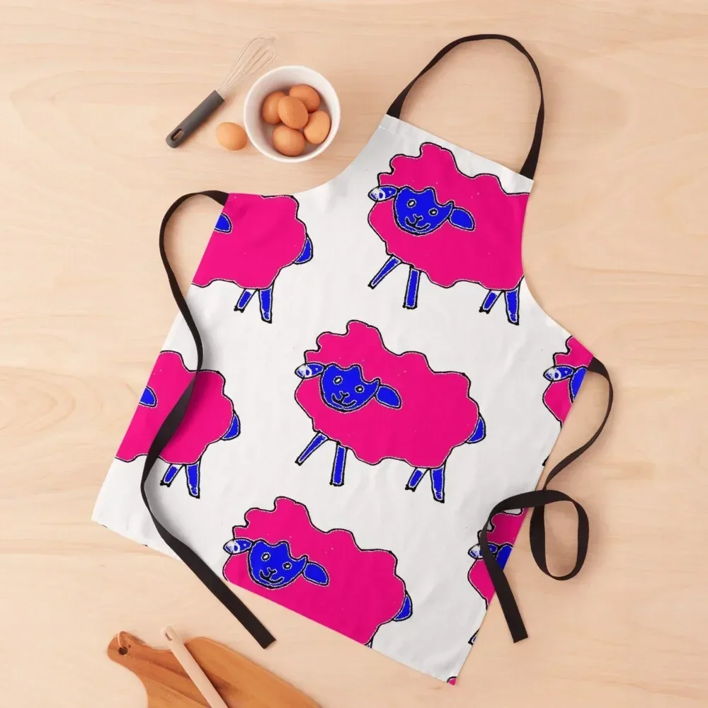 

pink blue sheep Apron For Cooking Home and kitchen products Women's Dress Apron