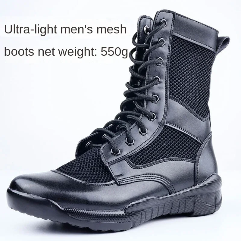 Summer Combat Boot Men Women Climbing Training Lightweight Waterproof Tactical Boots Outdoor Hiking Breathable Mesh Army Shoes
