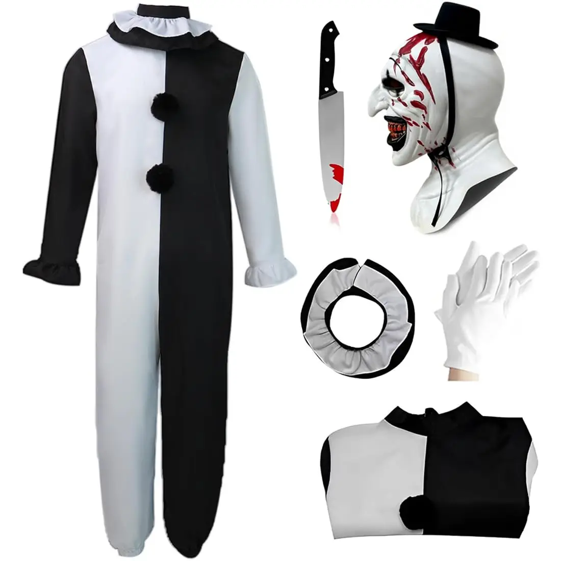

Kids Terrifying Costume Clown Costume Mask Killer Clown Uniform Halloween Outfit Cosplay Props Outfit for Boys Girls