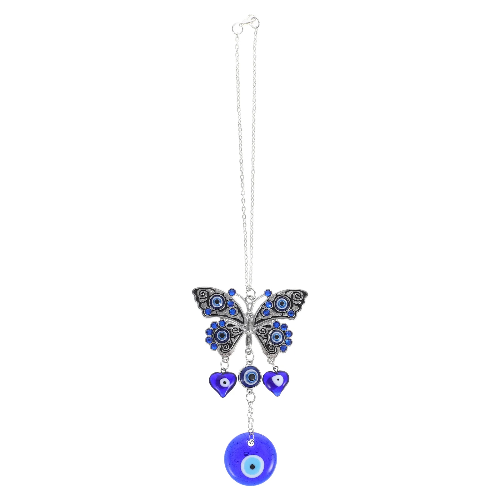 

Butterfly Evil Eye Car Rearview Mirror Hanging Ornament Acrylic Zinc Alloy Car Hanging Accessories Rear View Mirror