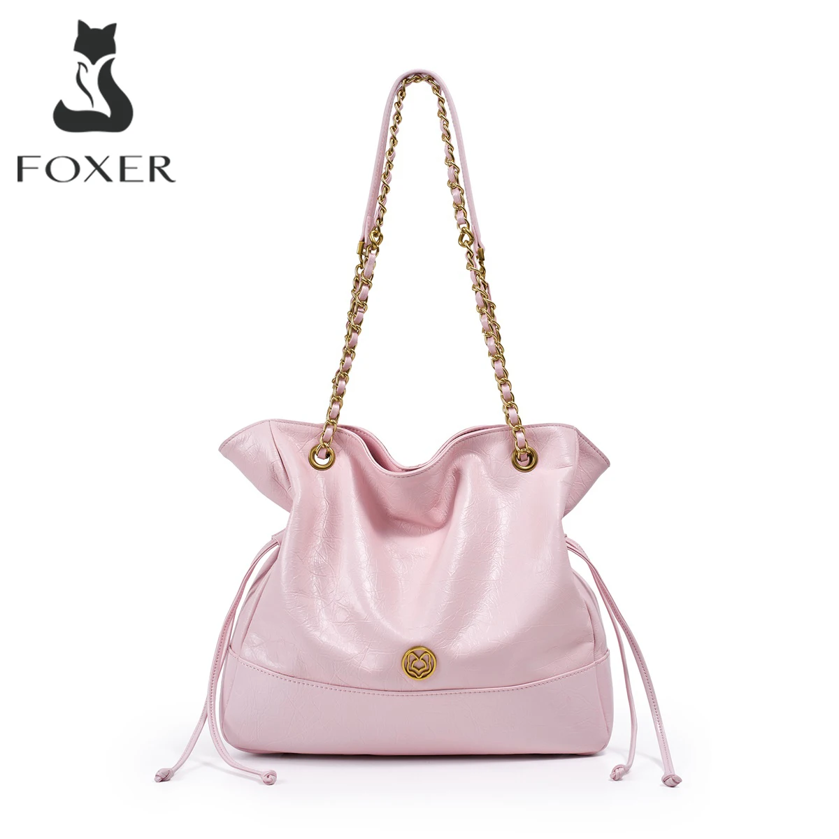 FOXER Genuine Leather Women Shoulder Bag Luxury Chain Strap Tote Handbag Fashion Ladies Dating Composite Bag Purse