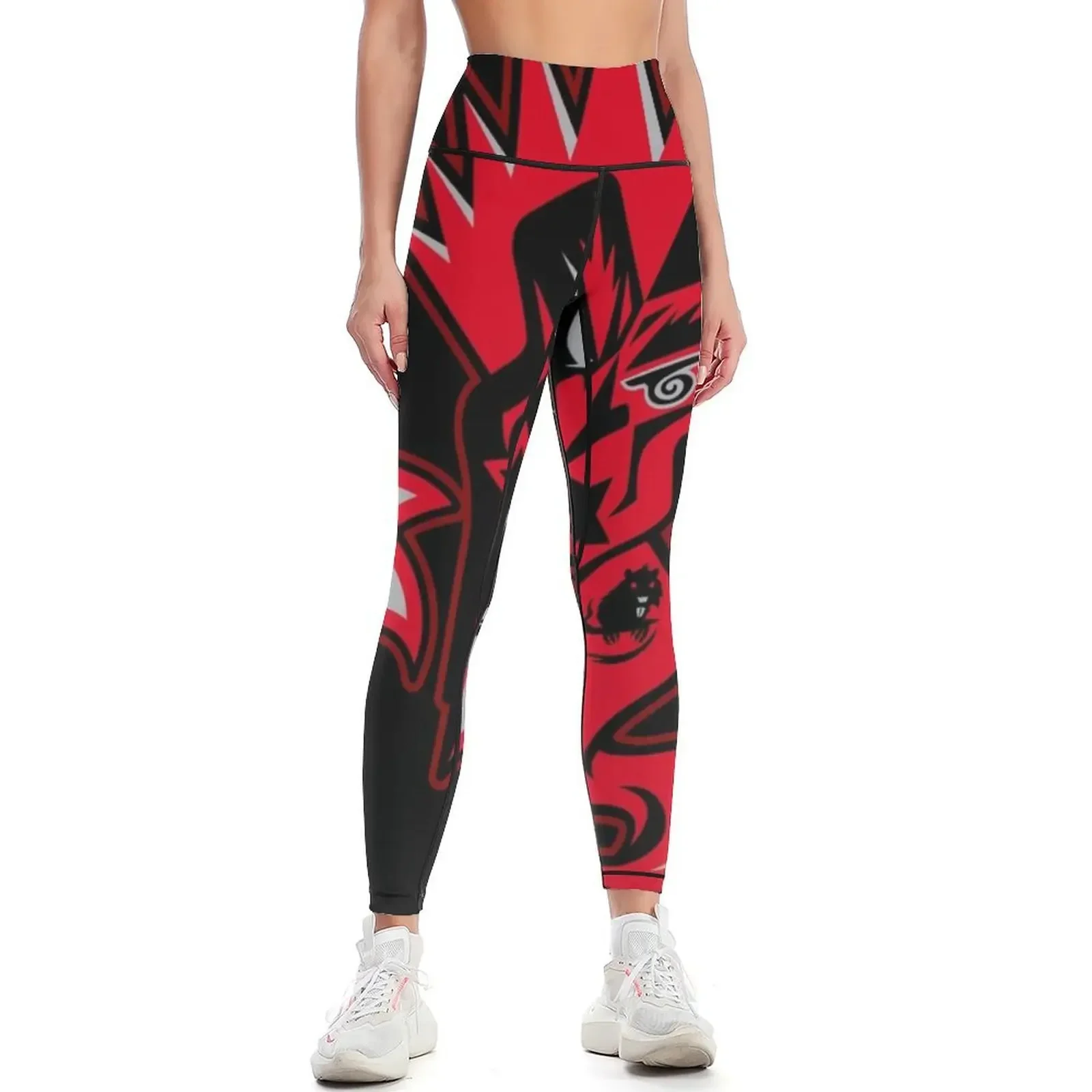 

red Evil clown graphy, scary clown, fictional Character Leggings Women's fitness gym womans Womens Leggings
