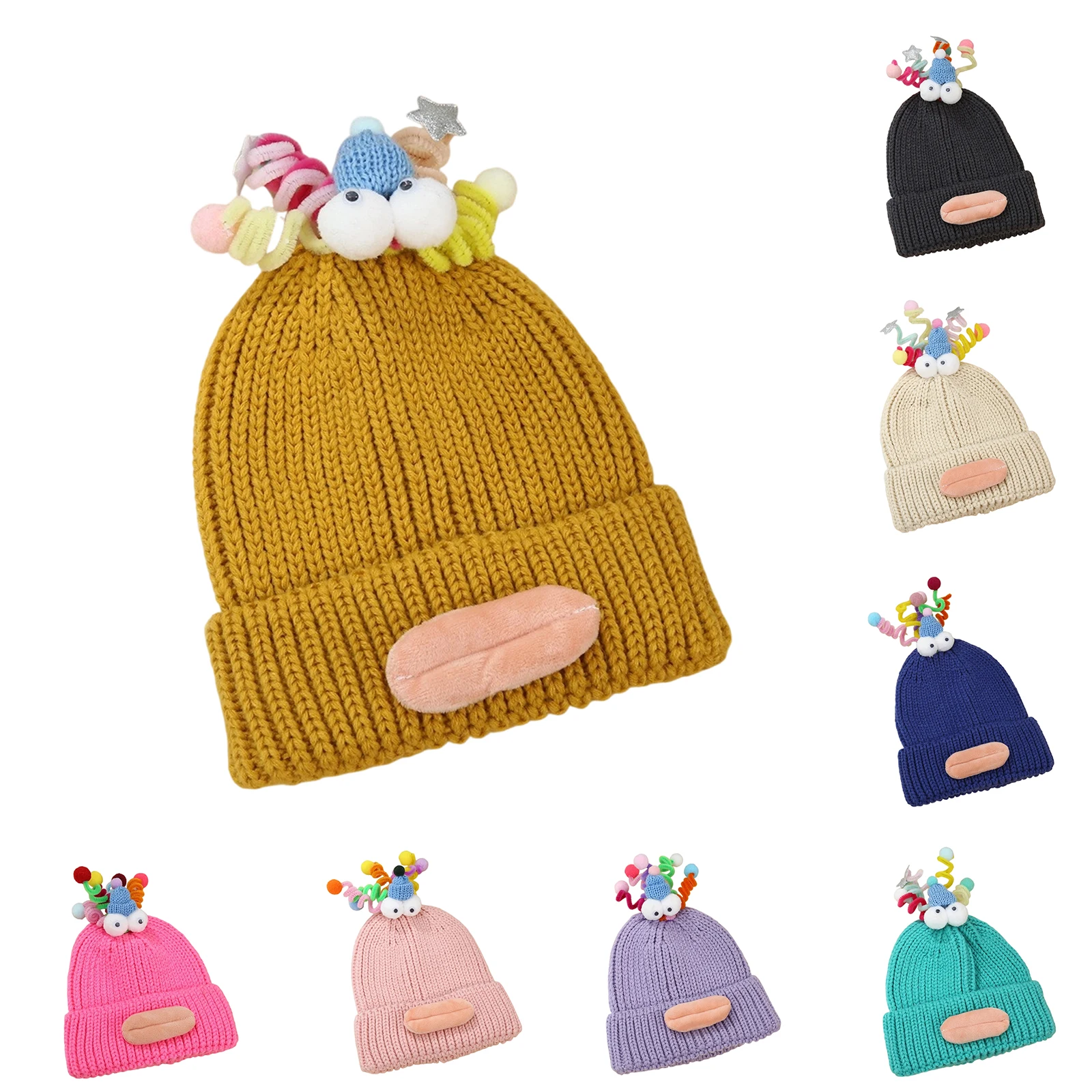 

Шапка-бини, новая забавная вязаная шапка, осенне-зимняя ветрозащитная шапка-бини, морозостойкие праздничные аксессуары, теплая шапка, шапка-бини 2025