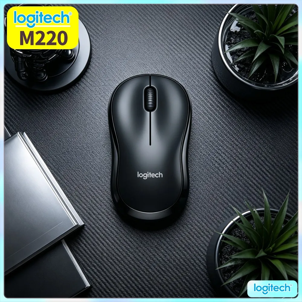 Logitech M220 2.4G Wireless Silent Mouse Ambidextrous Shape Long Battery For Notebook Desktop Mac Office Home Windows PC