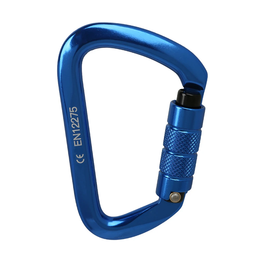 Heavy Duty Aluminum D Ring Screw Lock Carabiner Clip Hook with a 25KN Load Capacity for Climbing and Outdoor Adventure