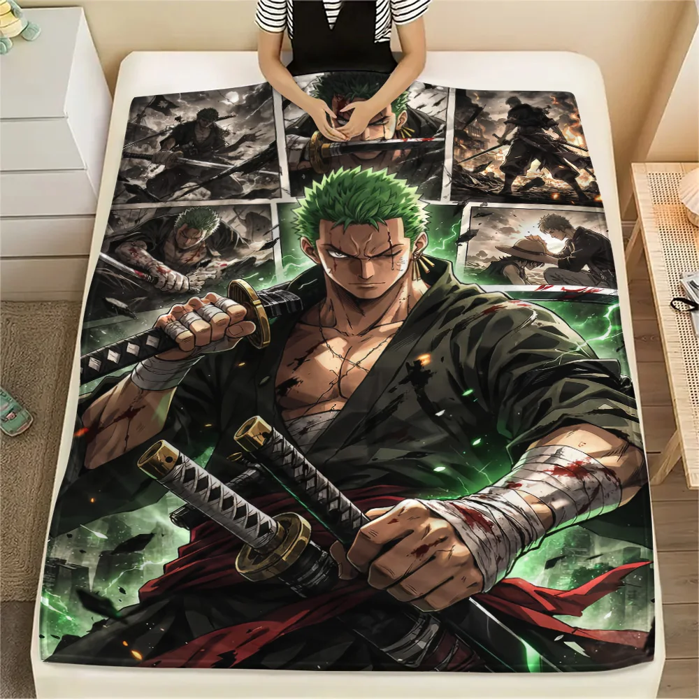 One Piece Zoro Flanelldecke, weiche, warme Decke für die Inneneinrichtung, tolles Geschenk für Anime-Fans, gemütliche Bettwäsche für das Sofa
