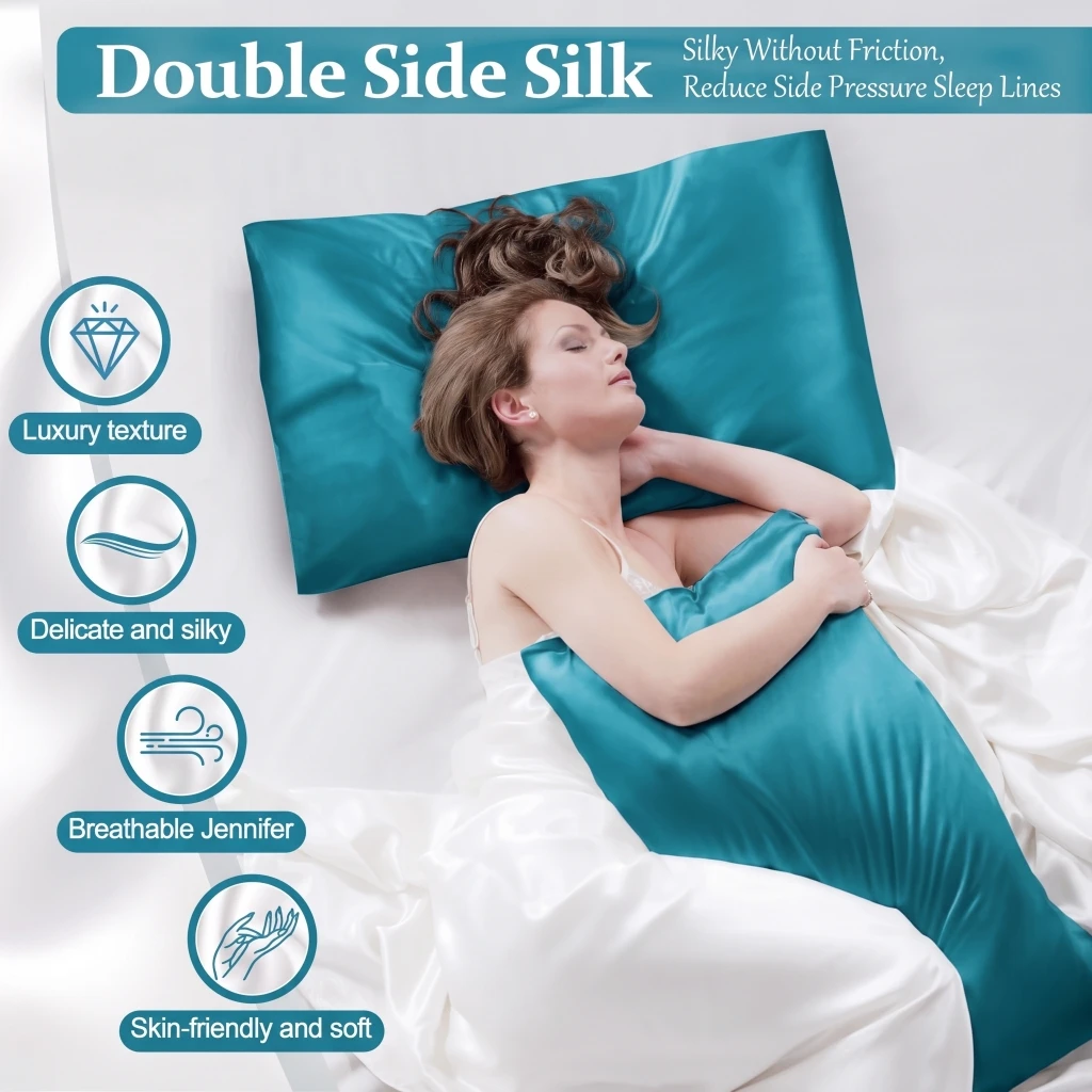 1pc 100% Mulberry Silk Pillow Cover 24 Momme Silk Pillowcase For Both Side Luxury Bed Pillow Case With Invisible Zipper