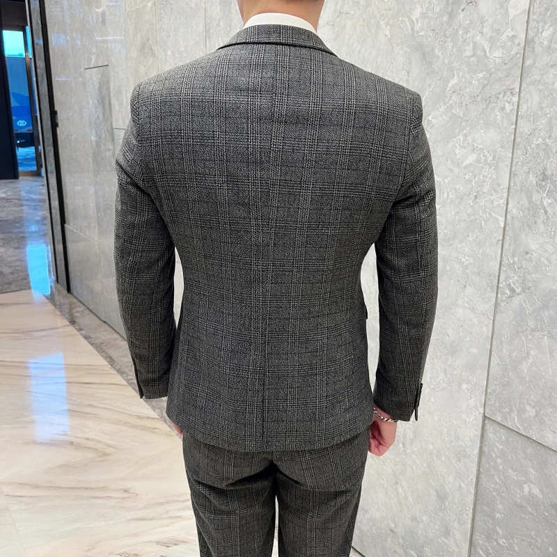 2023 Men's British Fashion Three-piece Set Slim Fit Suit Vest Trousers Ensemble Handsome Trendy All-in-one Banquet Blaze 21 Sbc67b4025c164faba2fb4163ec3b04946