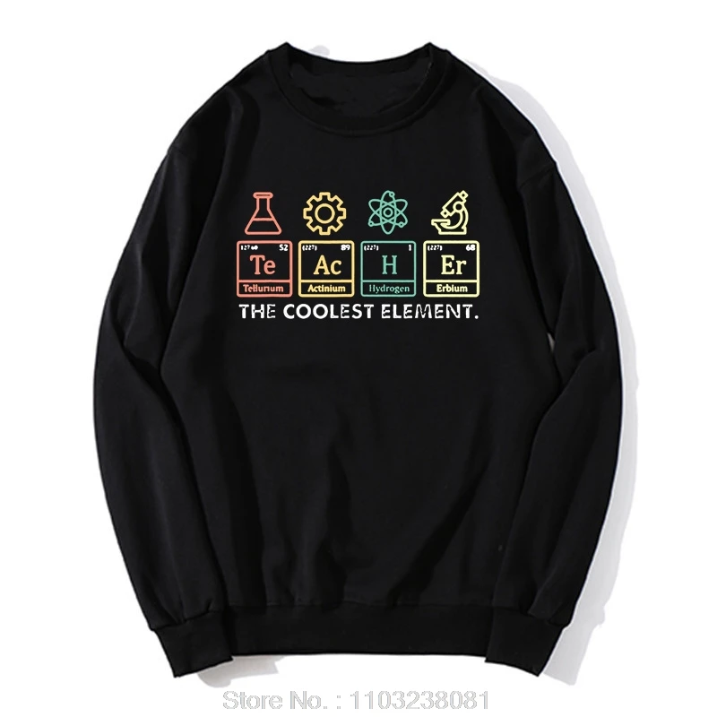 Vintage The Coolest Element Periodic Table Chemist Teacher Hoodie Casual Sweatshirt Cotton Tops Men's Clothing Unisex Streetwear