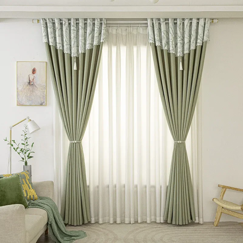 

Thickened high blackout curtains living room bedroom balcony heat insulation sun protection small fresh new processing full set