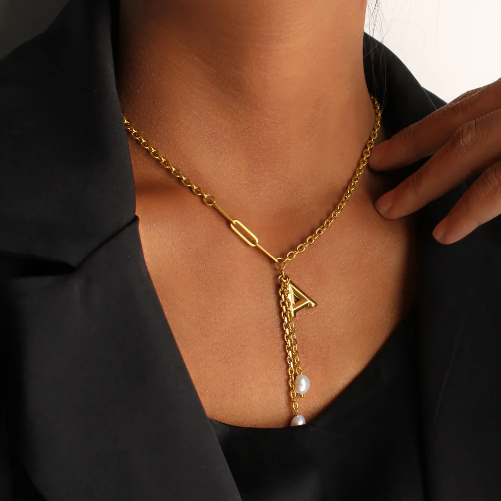 

DIY accessories DIY hand-assembled collarbone chain cross-border European and American style personalized letter A pearl pendant