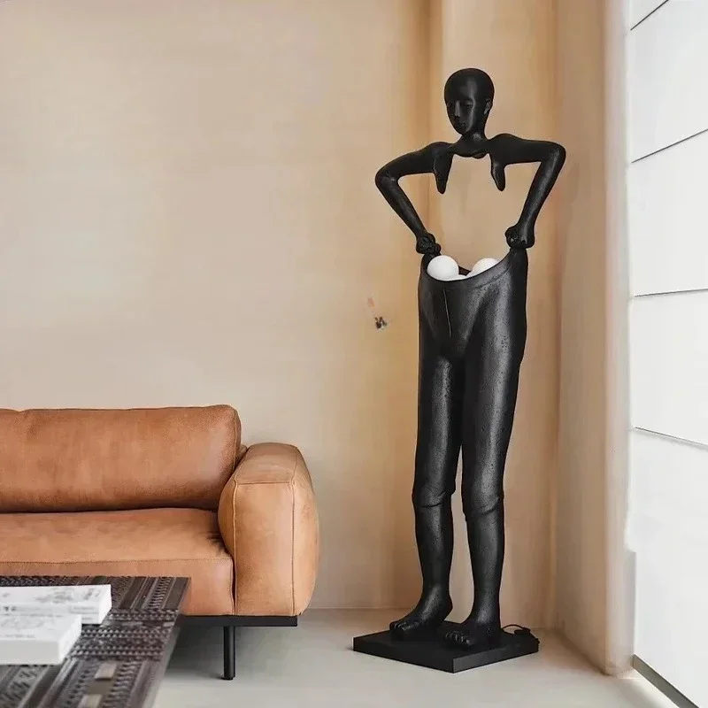 Figure installation Floor-to-ceiling large ornament Abstract pants sculpture Modern duplex building, hotel lobbyHY