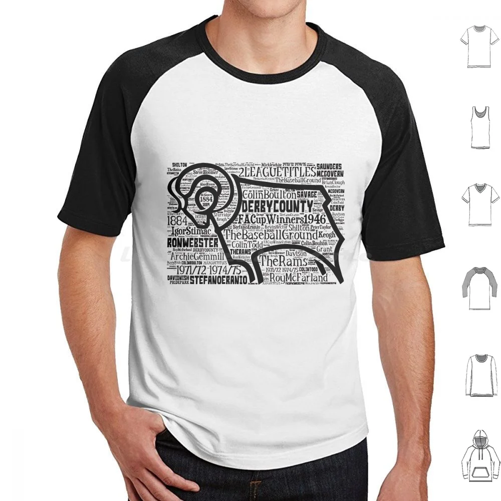 Derby County Club Crest 2 T Shirt Cotton Men Women DIY Print Derby County Derby Rams Whites Soccer Football Sport Pride Park Efl