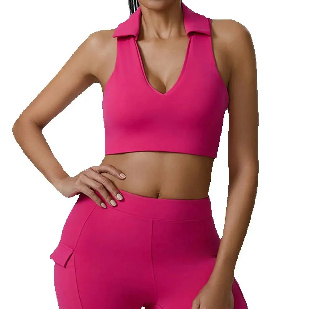 JUREN Women Sports Underwear Collar Yoga Top Vest High Shockproof Quick-drying Yoga Bra Gym Workout Bra Running Sexy Fitness Bra