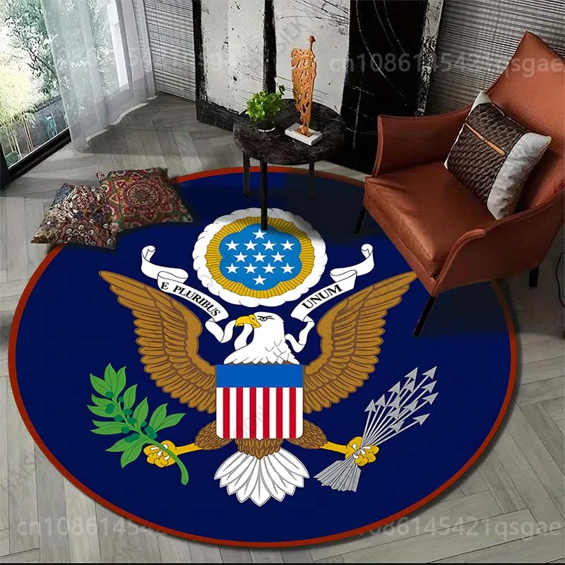 Eagle with olive branch and arrows badge Print Round Carpet for Living Room Bedroom Sofa Table Floor Mat Area Rug Luxury Gift