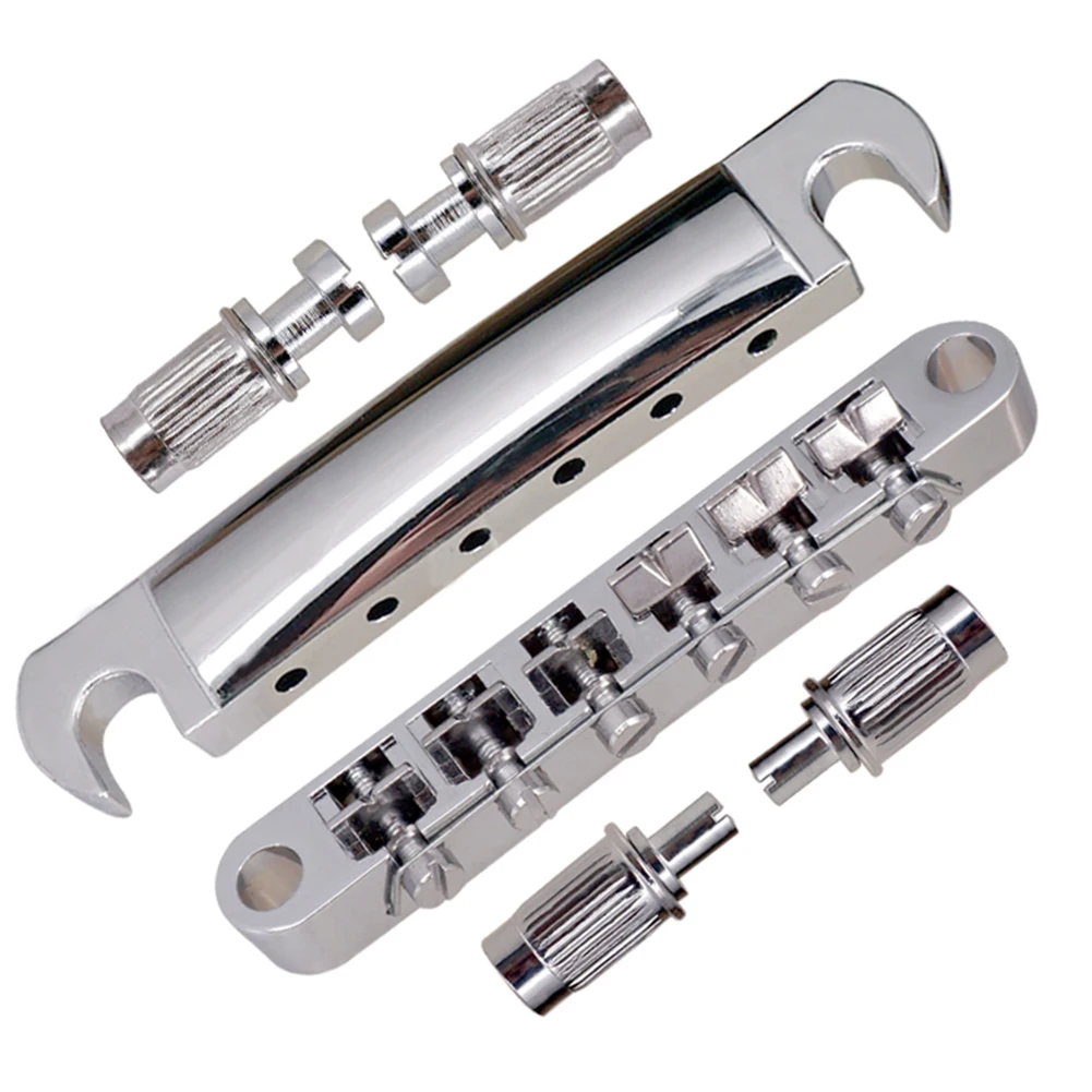 جسر الجيتار الكهربائي مع ترصيع جسر الجيتار قطعة ذيل معدنية جسر السرج أجزاء الآلات الموسيقية المقاومة للصدأ