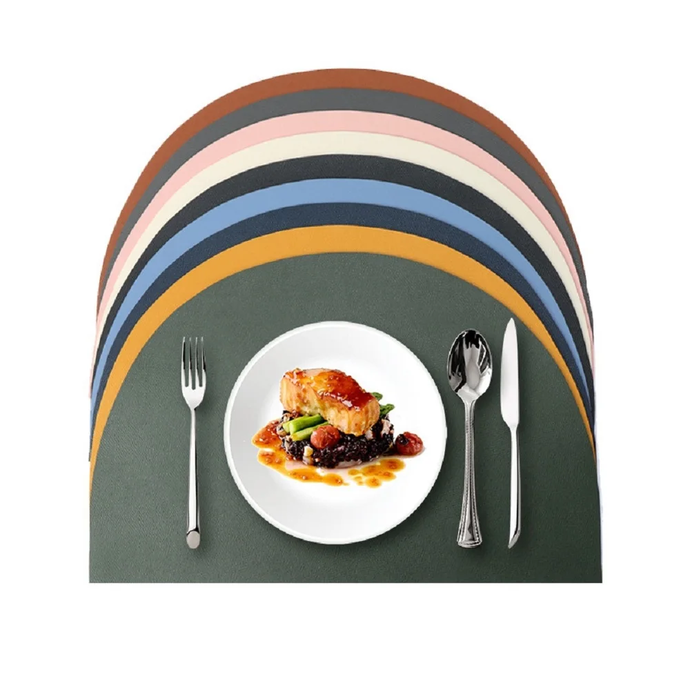 1/4/6 Stück halbrunde Tischsets, waschbar, rutschfest, hitzebeständig, PU-Tischsets, Küchentischzubehör, Weihnachten, Grün