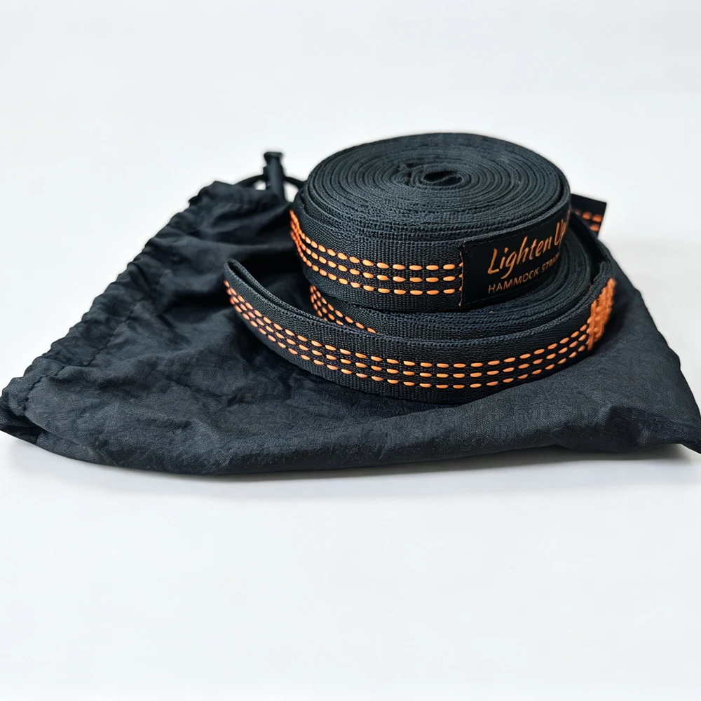 2 Pcs Hammock Straps Special Reinforced Polyester Straps 15 Ring High Load-Bearing Barbed Black Outdoor Camping Hammock Straps