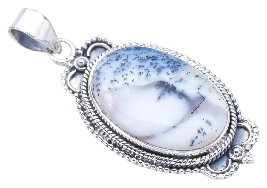 StarGems® Natural Dendritic Opal Handmade 925 Sterling Silver Pendant 1.75