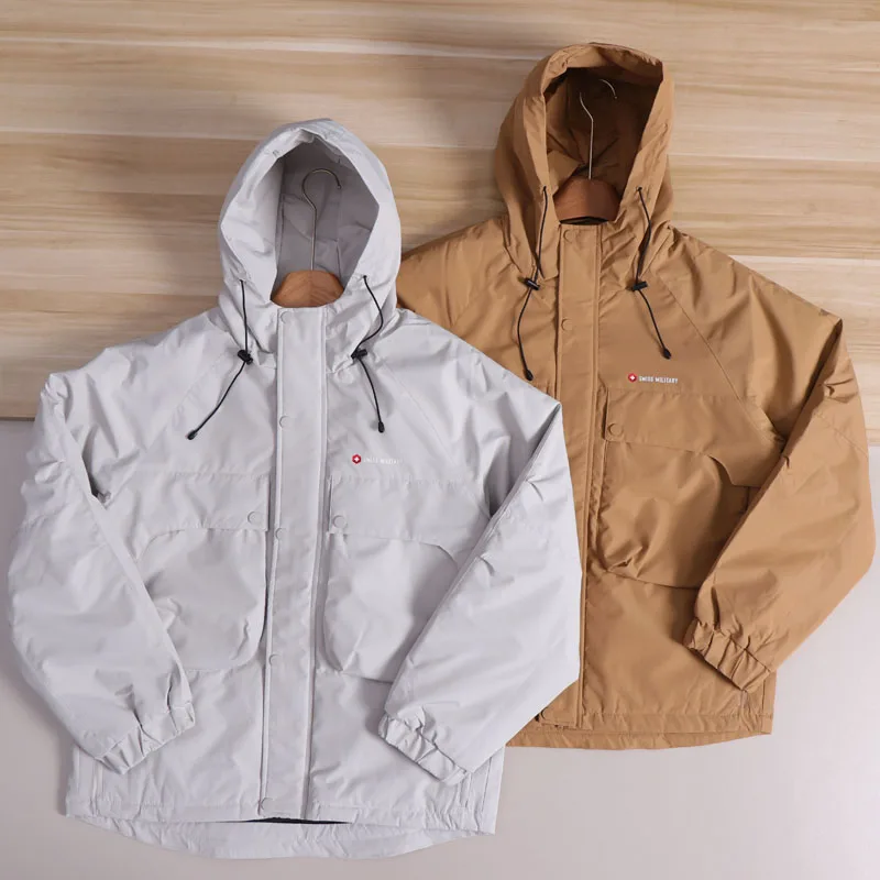 

Men's Outdoor Hooded Jaet Cotton Workwear Coat with kets Autumn Winter Faion Urban Sle Long Sve Stand Fit