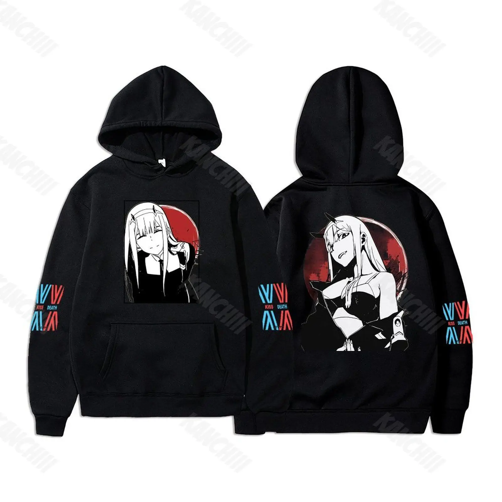 Hot Anime DARLING in the FRANXX Men Women Hoodies Zero Two Graphic Print Hooded Plus Size Sweatshirt Harajuku Unisex Pullover