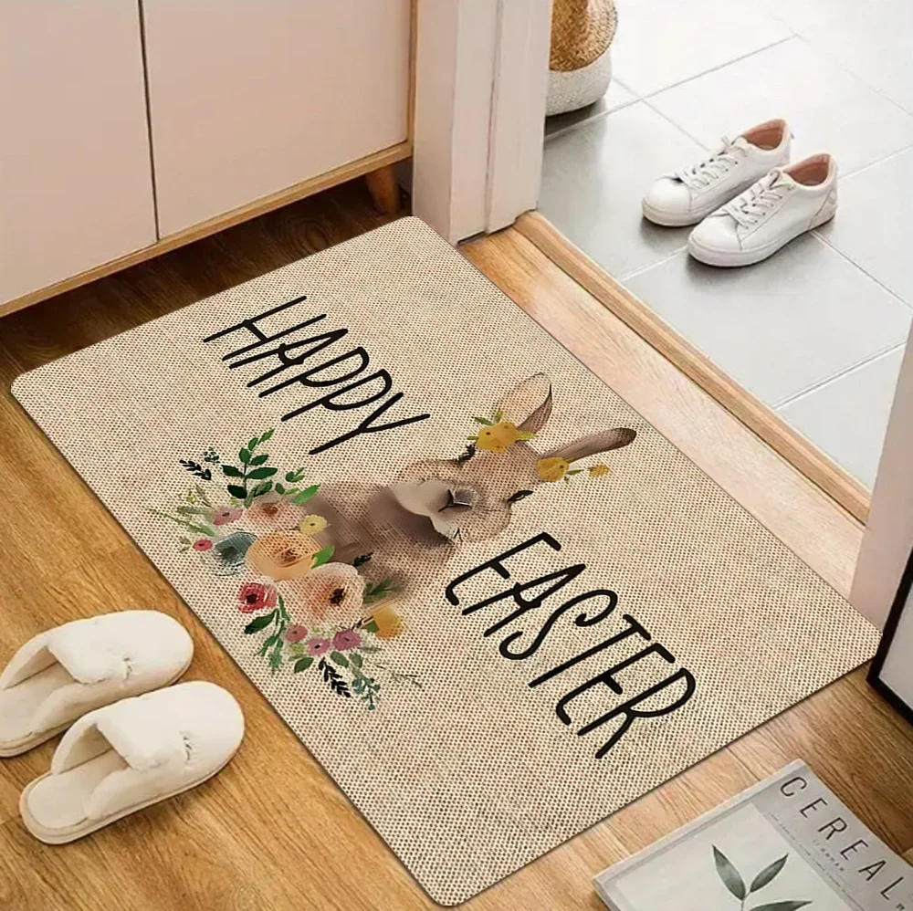 Easter Bunny Pattern Carpet Mat Rug Non-Slip Area Rug Home Decoration for Entryway Living Room Bedroom Decor Welcome Mat Mat