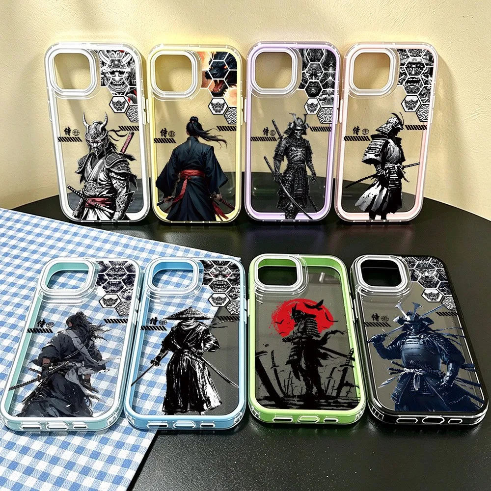 Luxury Phone Case For iPhone 18 17 16 15 14 13 12 11 Pro Max Plus Air Transparent Clear Shockproof Japanese Vagabond Samurai