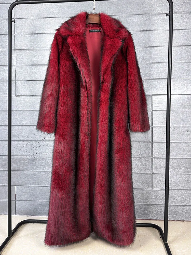 ZADORIN 130 cm Lange Luxus Revers Faux Pelzmantel Frau Y2K Kleidung Dicke Warme Flauschige Jacke Frauen Winter Faux Pelz mäntel Outer