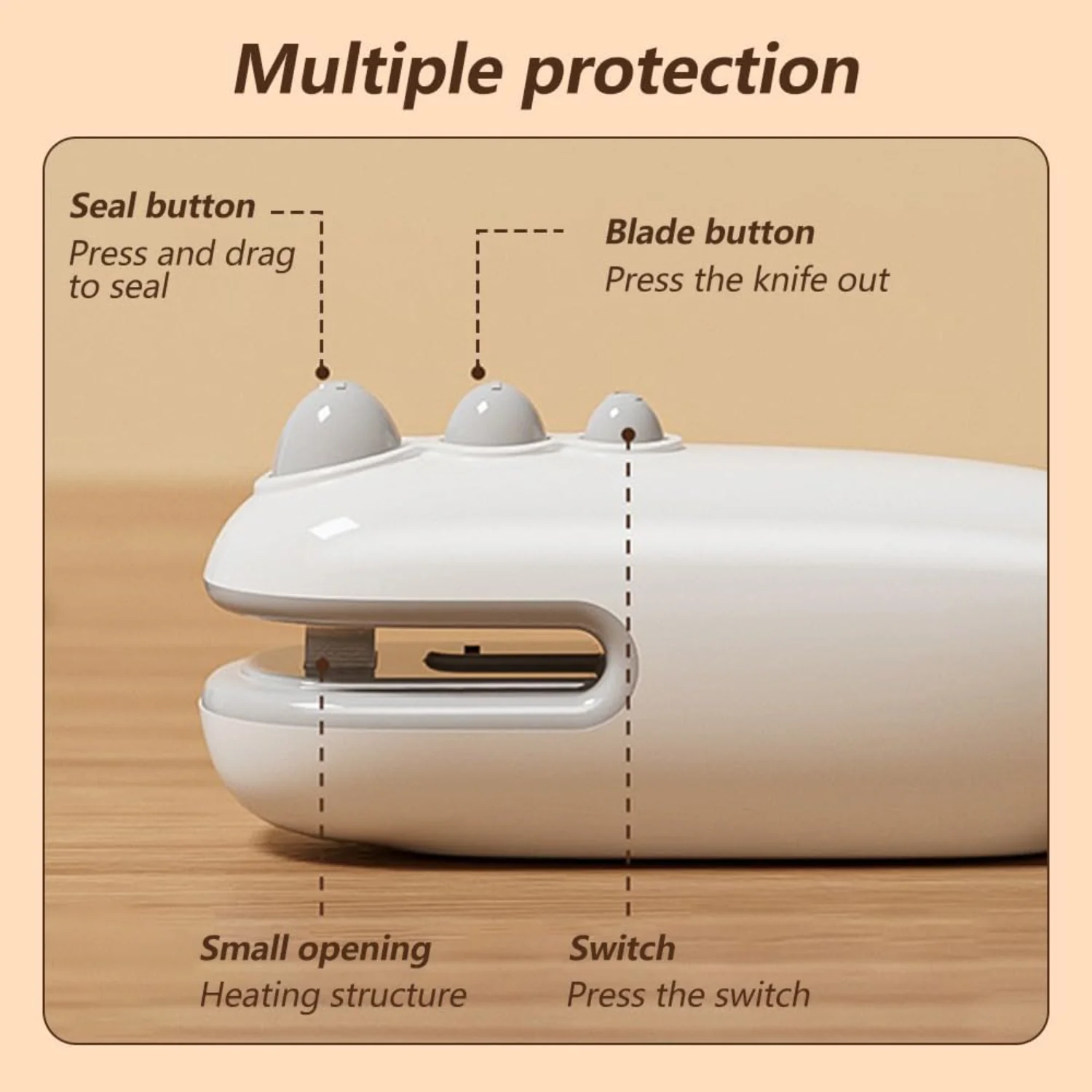 Mini Bag Sealer, 2024 New 2 in 1 Bag Sealer Heat Seal with  and Sealing, USB Rechargeable Bag Sealer, Magnet Chip Bag Sealer for