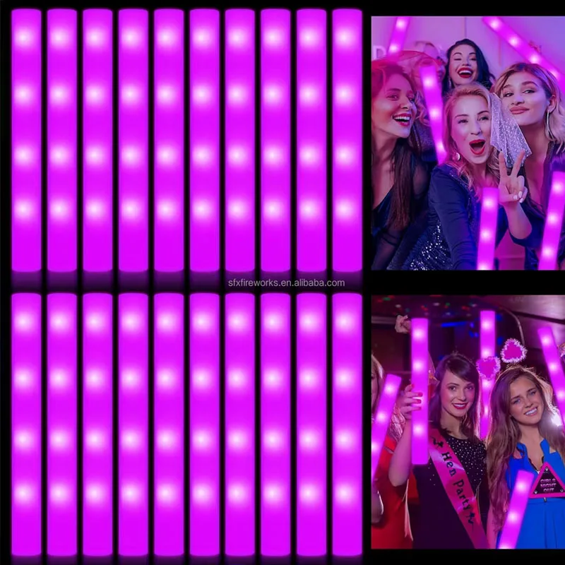 

20Pcs Foam Glow Sticks Colorful Led Flashing Glow Stick Glow Dj Night Club Concert Glow Sticks Bulk Neon Party Luminous Supplies