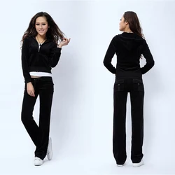 Autumn  Winter Women Velvet Tracksuit Elegant Outfits 2 Pieces Sets Femal Corset Hoodies Sweatshirt And Pants Suits