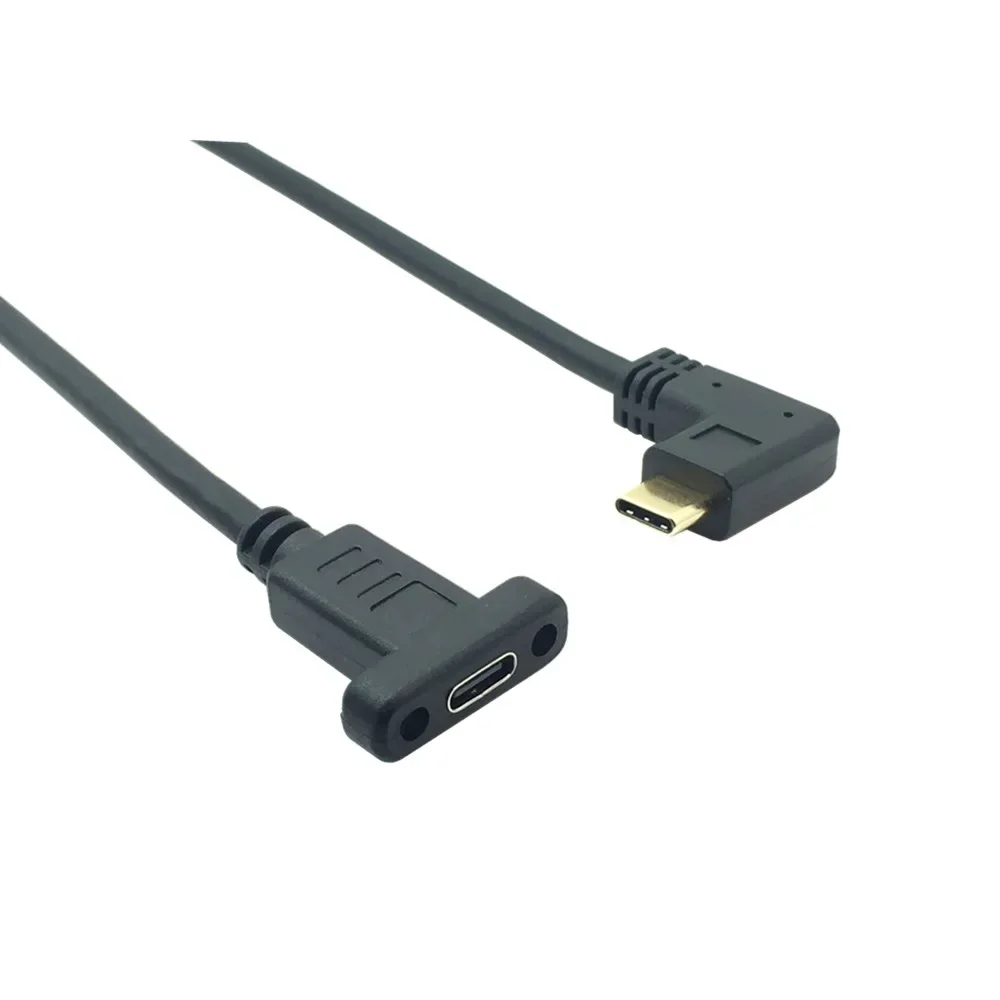 Kabel ekstensi USB Tipe C, kabel ekstensi USB Tipe C, kabel Data Video USB-C, konektor kabel Extender pria ke Wanita dengan Panel sekrup dudukan berpelindung