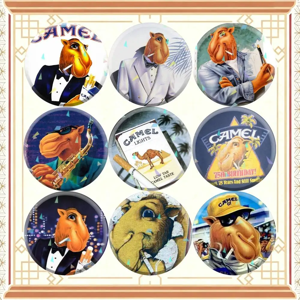 Vintage Camel Cigarettes  32/44/58mm Handmade Pins Round Brooch Badge Backpacks Clothes Jewelry Gifts