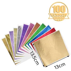 100Pcs Colored Gold Leaf Sheets Furniture Nail Vintage Decoration Gold Leaf Glitter Paper Gilding DIY Arts Crafts Painting Potal