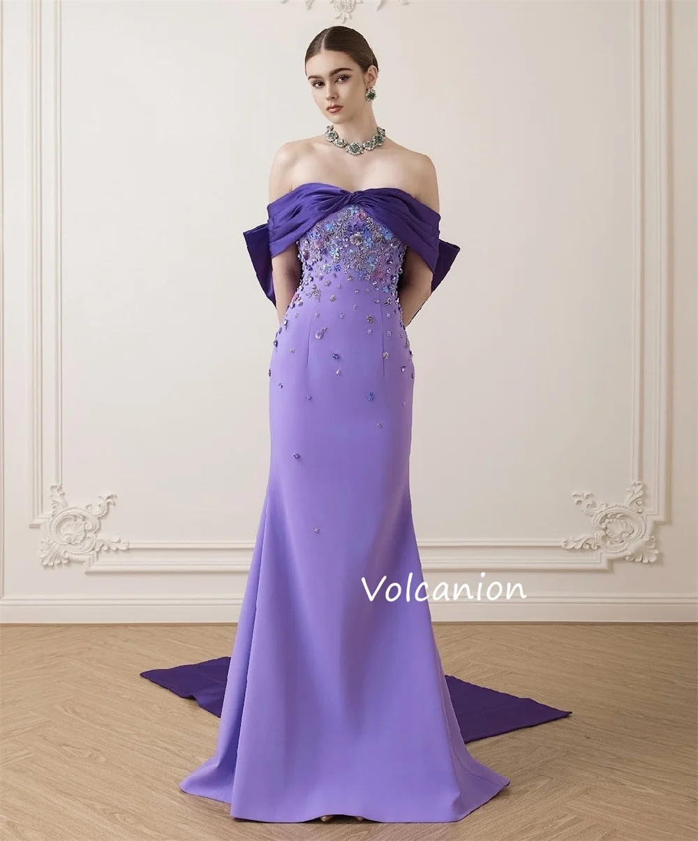 تخصيص جيرسي زين الديكور القوس خارج على الكتف حورية البحر فساتين طويلة مناسبة مخصصة مساء رسمي رائع