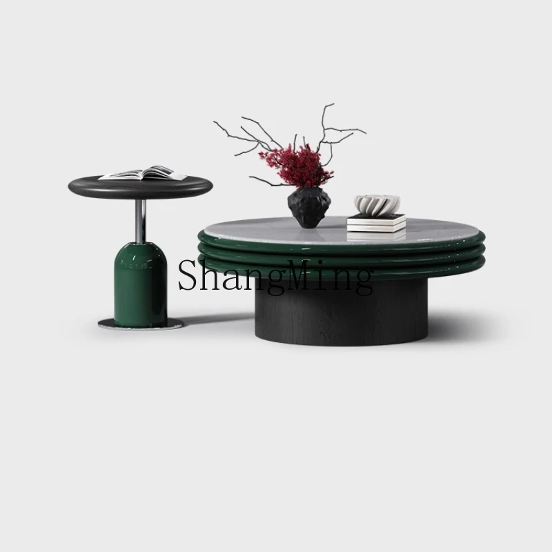 

FG light luxury stone round coffee table modern simple small apartment paint minimalist living room round coffee table