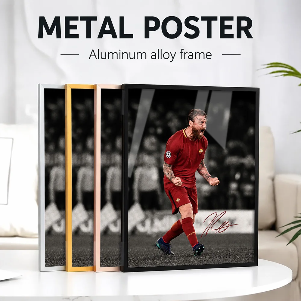 Daniele De Rossi Framed Metal Print Customized Photo Energetic Graphic Style Wall Art For Bedroom And Office Soccer Lover Gift