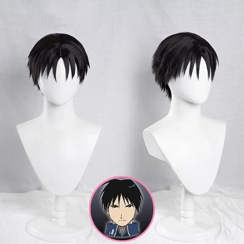 أنيمي Fullmetal الخيميائي روي موستانج تأثيري حلي الأزرق القتال الزي العسكري معطف شعر مستعار الكبار رجل هالوين كرنفال البدلة