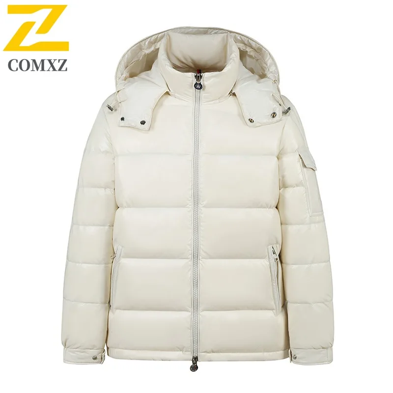 COMXZ Reise-Daunenjacke für Herren, 2029, klassisch, lässig, mit Kapuze, kältebeständig, Parka, einfarbig, Abenteuer, verdickter warmer Wintermantel