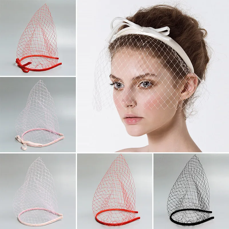 Elegant Hairband Veil Face-Covering Headband Retro Brides Cover Face Net Mask Hair Jewelry Wedding Party Dress Hair Accessories