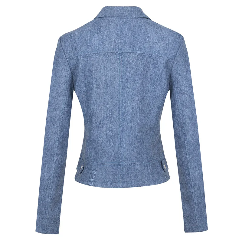 Chaqueta de cuero de mezclilla creativa para mujer, chaqueta de cuero a la moda y a la moda, chaqueta de invierno