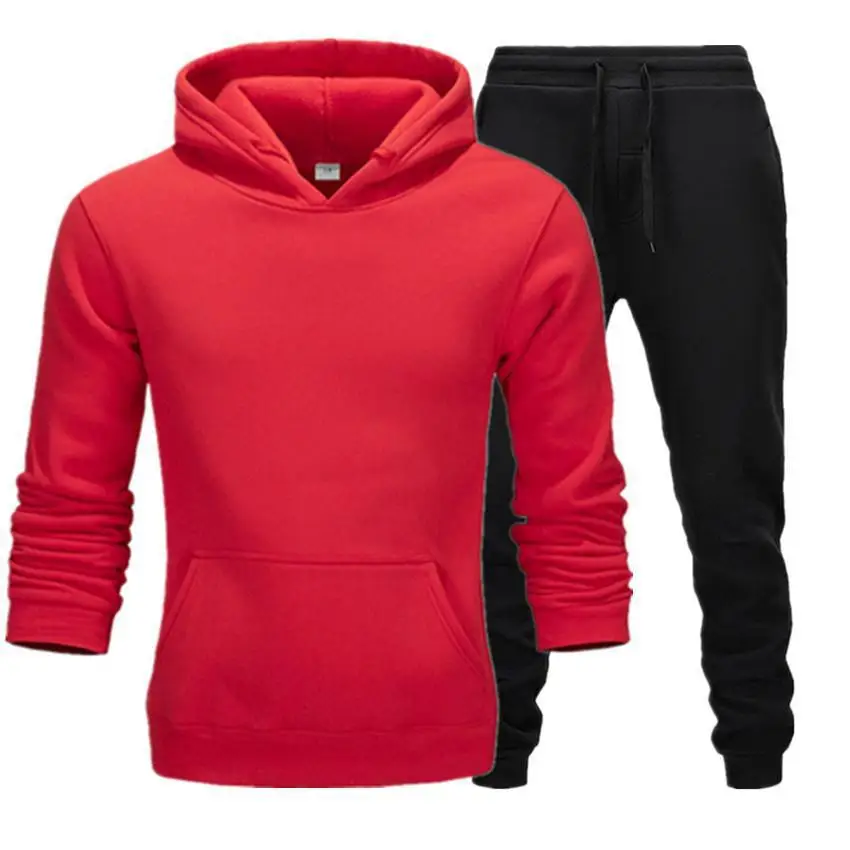 Men's Tracksuit 2 Pieces Sets Hooded Sweatshirt Drawstring Pants Male Hoodies Running Sportswear Men Women Autumn Sportwear