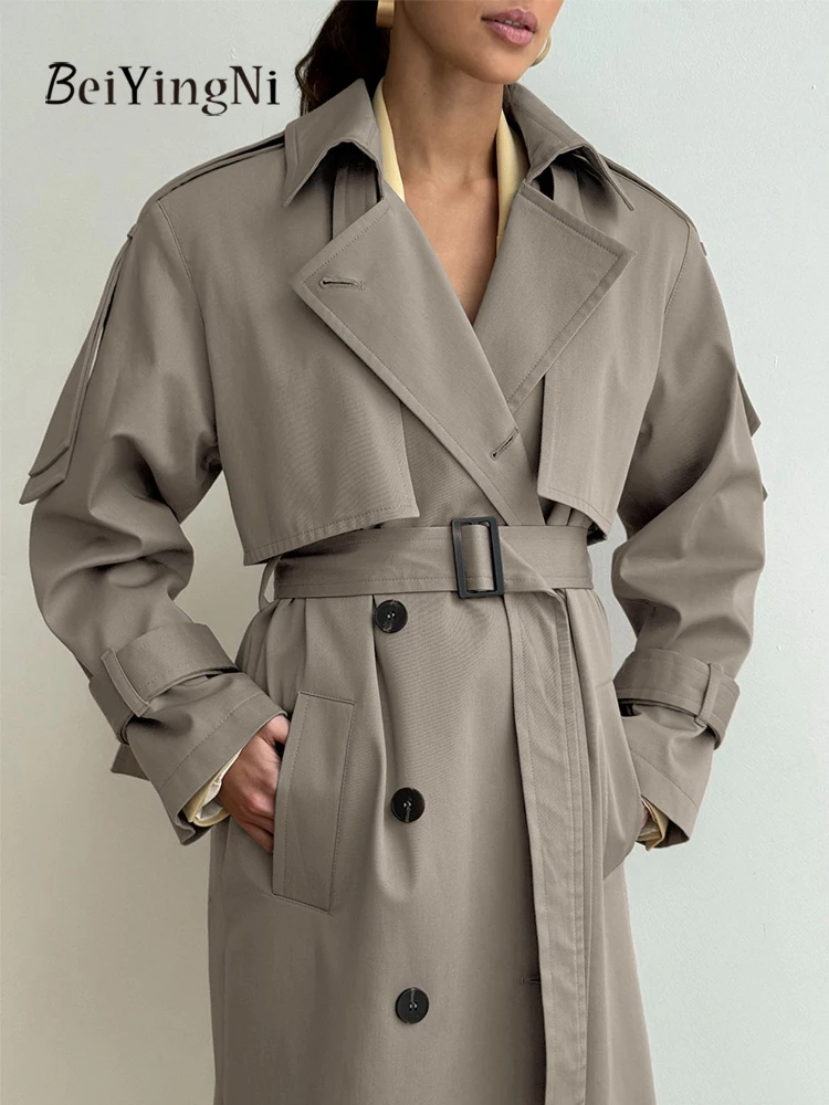 Beiyingni الشتاء المرأة سترة واقية طويلة 2025 موضة جديدة القطن خمر الإناث خندق معطف أنيق فاخر يندبروف أبلى #6