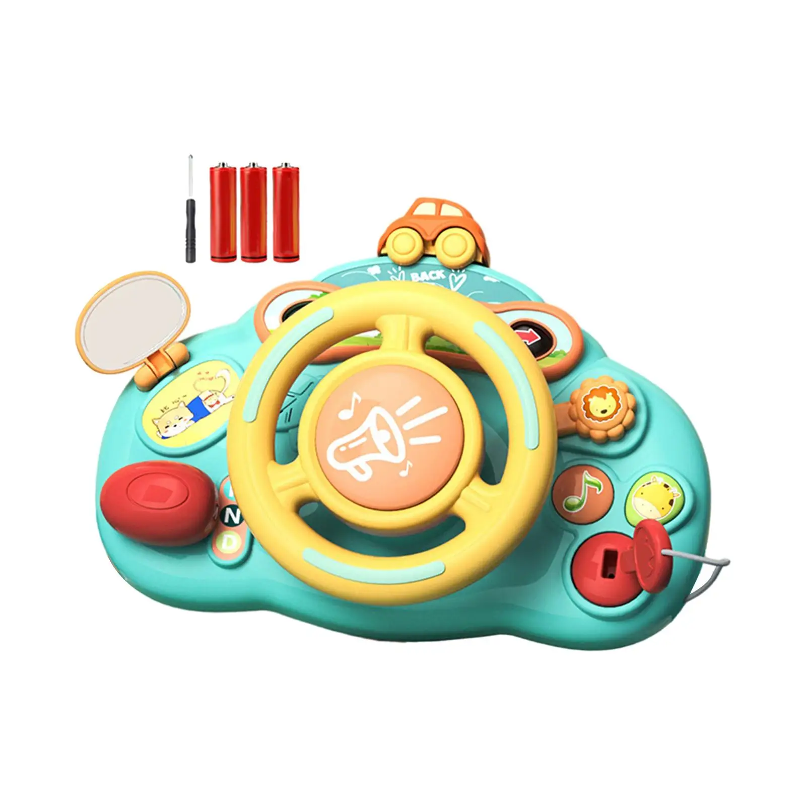 Kids Steering Wheel Toy with Voice Sounds and Lights Pretend Driving Simulator for Toddlers Fine Motor Skills Early Education