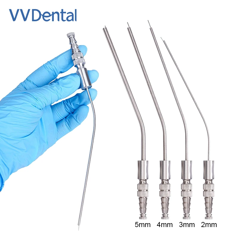 VVDental Professional Stainless Steel Surgical Suction Tip 4 Sizes Dental Aspirator for Saliva Blood Debris Clearing Clinical