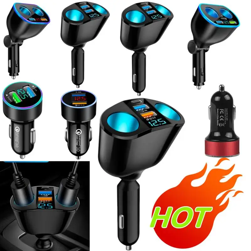 New PD+QC3.0 Car Phone Charger 12V/24V Universal Auto Cigarette Lighter Adapter Type-C USB Socket Fast Charging Car Charger