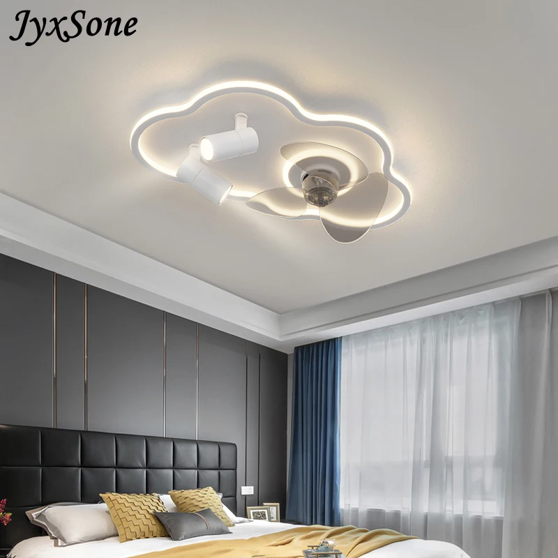 

New remote control fan light bedroom living room dining room ceiling light simple and beautiful creative personality room fan