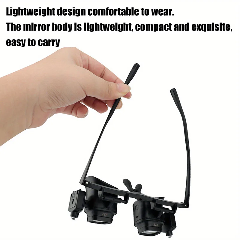 2XLED Watch Jeweler Repair Magnifier Head-Mounted Headband Adjustable Magnifying Head Eye Glasses Loupe Lens 8X 12X 24X